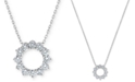 Macy's Diamond Circle Pendant Necklace (1 ct. t.w.) in 14k White Gold, 16" + 2" extender